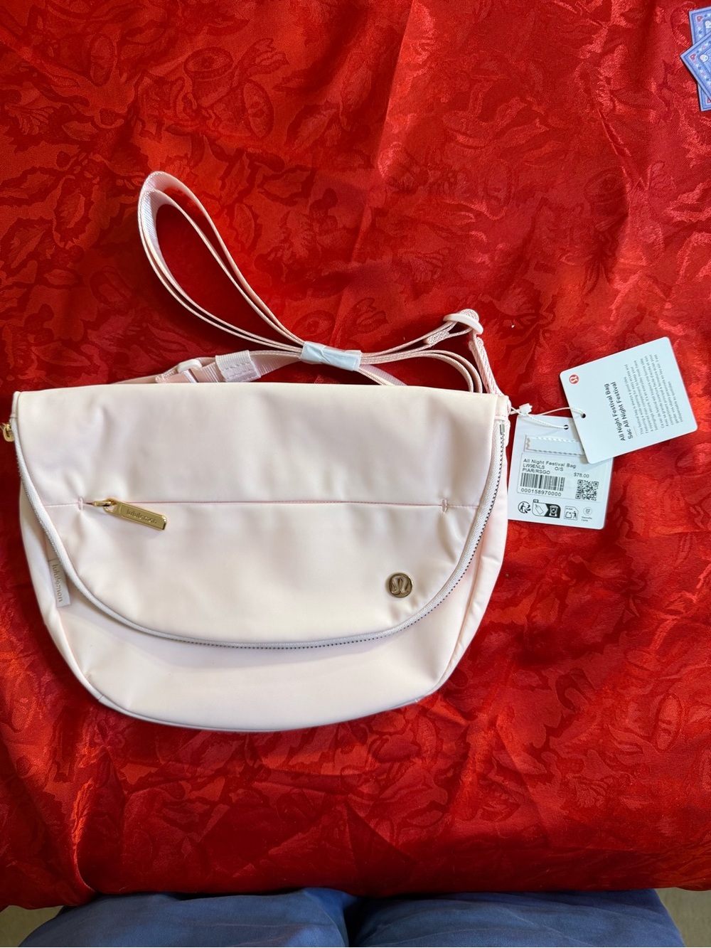 lululemon athletica Pale Pink Crossbody Bag with Gold Accents, NWT